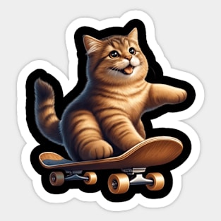 Skateboarding Kitten Sports Skateboarder Cute Ginger Cat Sticker